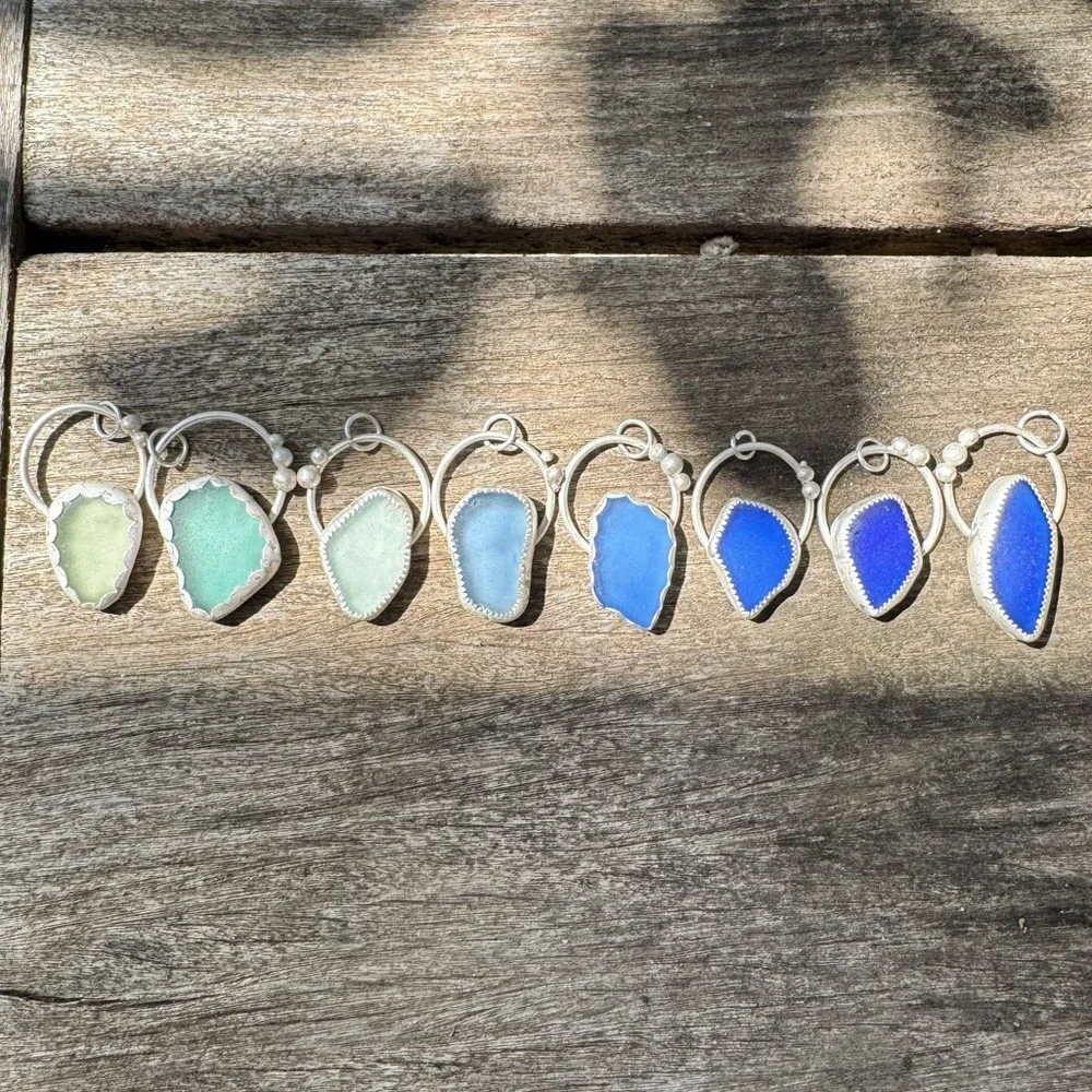 Cobalt blue sea glass Handmade 995 925 sterling silver soldered necklace - Picture 5 of 6